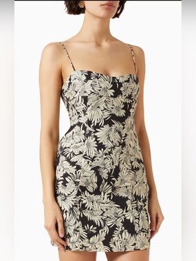 Anine Bing Kieran Dress Black with Floral Print Size M